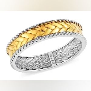 14K Yellow Gold and Sterling Silver Men's Ring